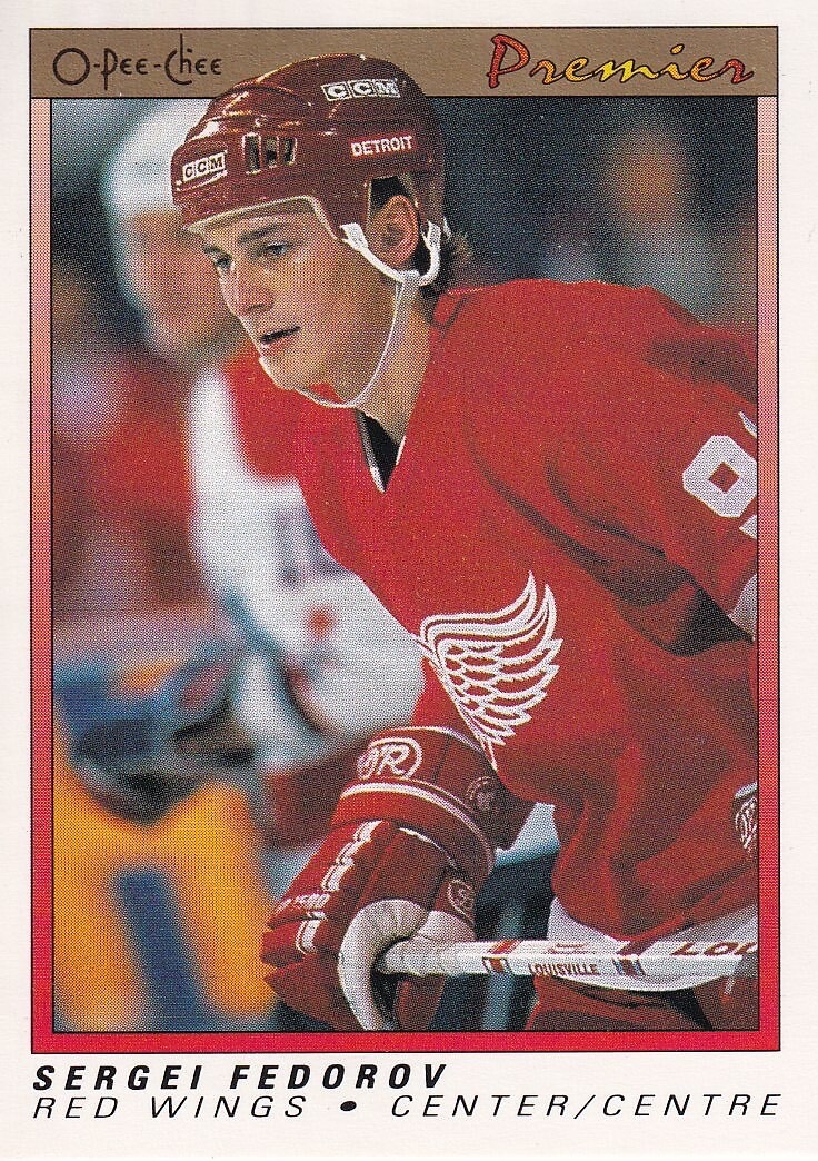 90-91 O-PEE-CHEE PREMIER ROOKIE - SERGEI FEDOROV RC #30 DETROIT RED WINGS NM+