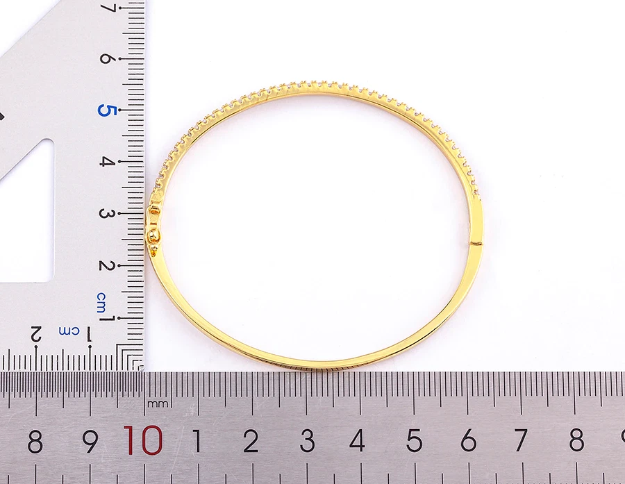 Women's Fashion Jewelry Gold White Cubic Zircon Bangle Bracelet 220 - Imagem 3 de 4