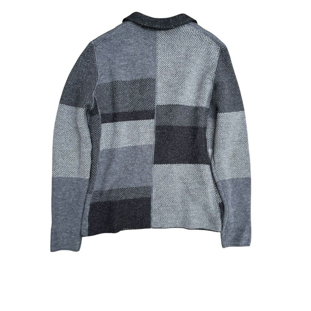 Garnet Hill Patchwork Sweater 100% Wool Cardigan … - image 5