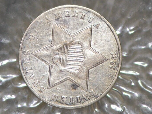 1861 Three Cent Silver Trime 3c High Grade AU Beauty - Picture 12 of 15