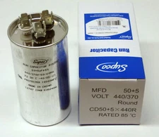 Air Conditioning HVAC Round Dual Motor Run Capacitor 50 + 5 MFD 440 Volt