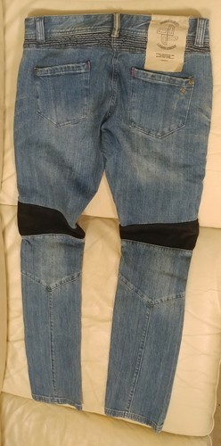 DKS Hin JEANS DONNA CIMOSA BIKER DENIM EFFETTO INVECCHIATO TAGLIA 29 X 32 NUOVO SENZA ETICHETTE - Foto 6 di 12