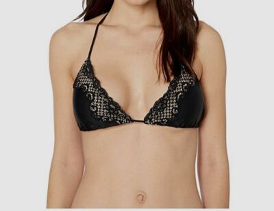 $195 Jonathan Simkhai Women's Black Trim Triangle Bikini Top Swimwear Size M