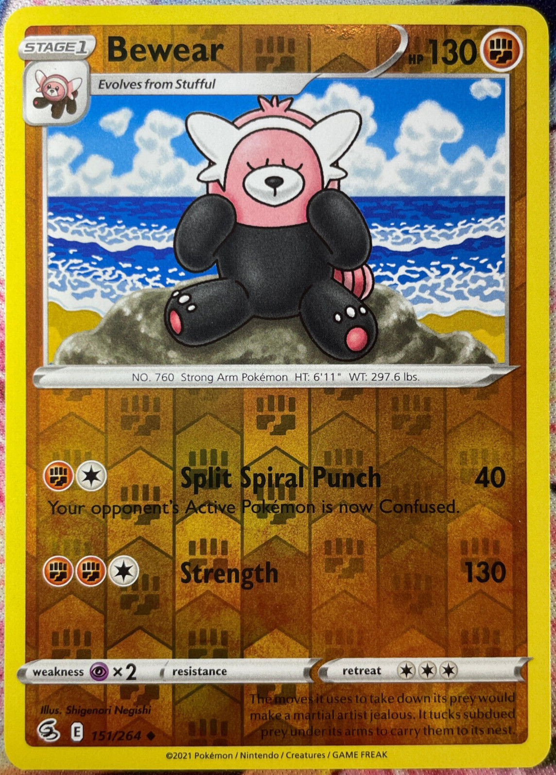 Bewear Reverse Holo - 151/264 - Fusion Strike Pokemon 2021