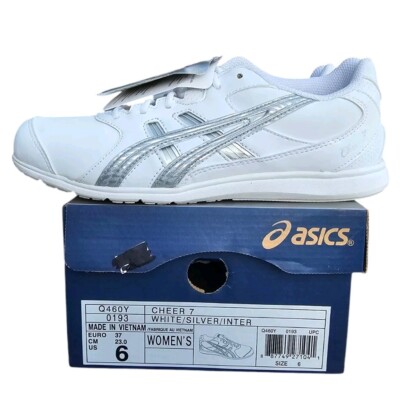 Asics Cheer 7 Q460Y White Cheerleading Shoes Lace Up Low Top Women Size 6 New 