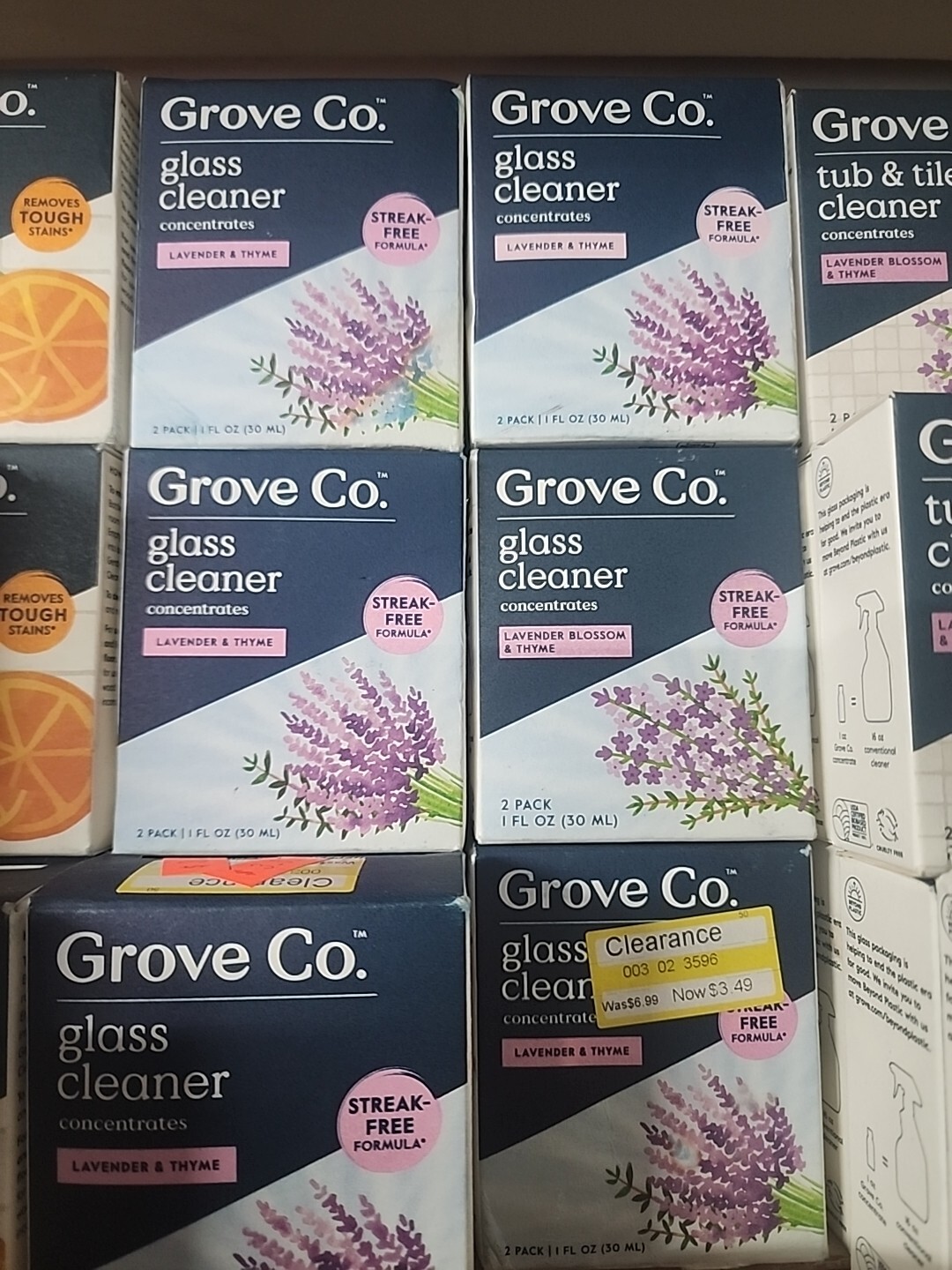 9 Pack Grove Glass Cleaner 1 oz Bottles Lavender & Thyme Concentrate