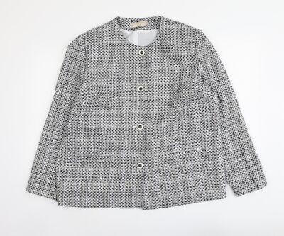 Daxon Damen blau geometrisches Muster Jacke Größe 18 geknöpft