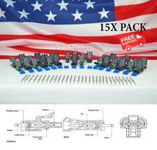 Delphi Weather Pack 2 Pin Sealed Connector Kit 16-14 GA !!!15 COMPLETE KITS!!