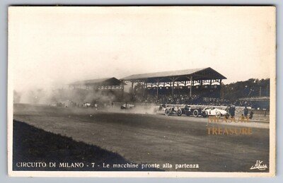C.1940 RPPC MILAN, ITALY CAR RACE CIRCUITO DI MILANO START PHOTO Postcard P63