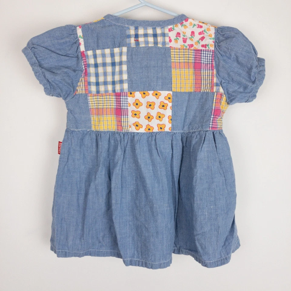 Esprit Pathwork 连衣裙婴儿 12 个月蓝色布 100% 棉 — 第 2/4 张图片