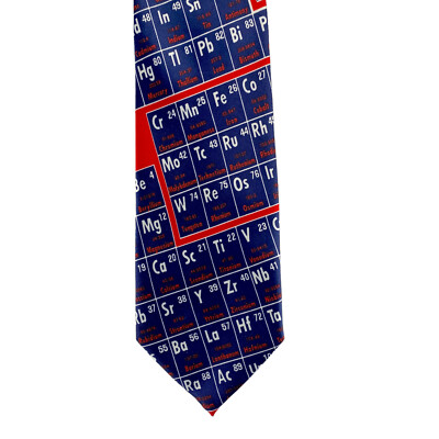 Vintage Periodic Table Necktie Blue Red White Science Elements Three Rooker 2017