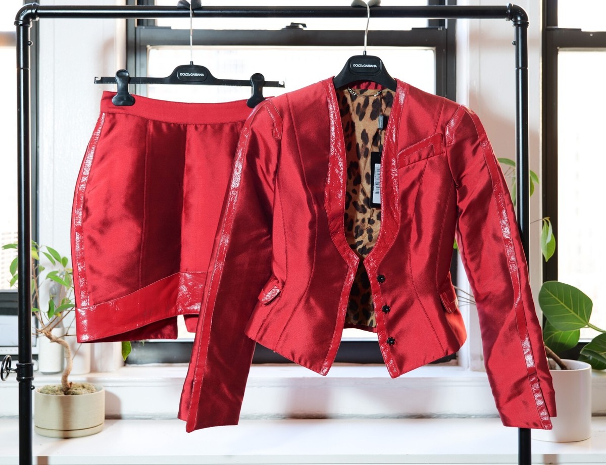 美品】DOLCE&GABBANA ツイードロングコート レッド ベルト 40