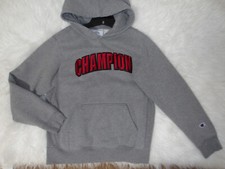 Champion Hoodie Sweatshirt Sz Youth Boys L Pullover Logo Gray Fleece EUC