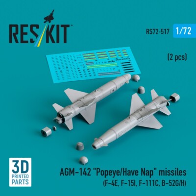 1/72 ResKit RS72-0517 AGM-142 ''Popeye/Have Nap'' missiles (2 pcs) (F-4E, F-15I, F