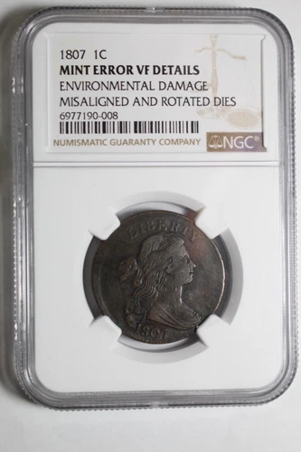1807 Large Cent Mint Error VF Details Rotated Dies NGC