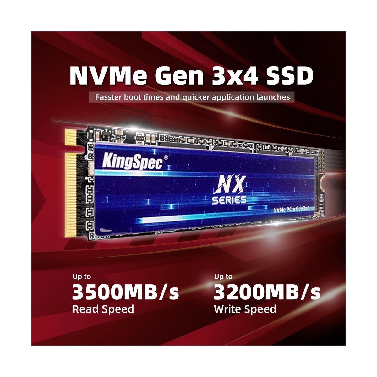 KingSpec NX Series 2TB Gen3x4 NVMe M.2 SSD, Up to 3500MB/s, 3D