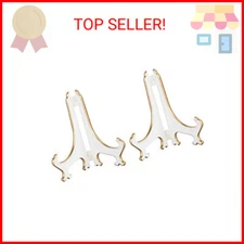 Artliving 4" White Gold Decorative Small Plate Stand Holder Plastic Picture Ease