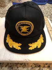 Vintage NRA Meshback Gold Leaf Patch Black Snapback Trucker Hat USA