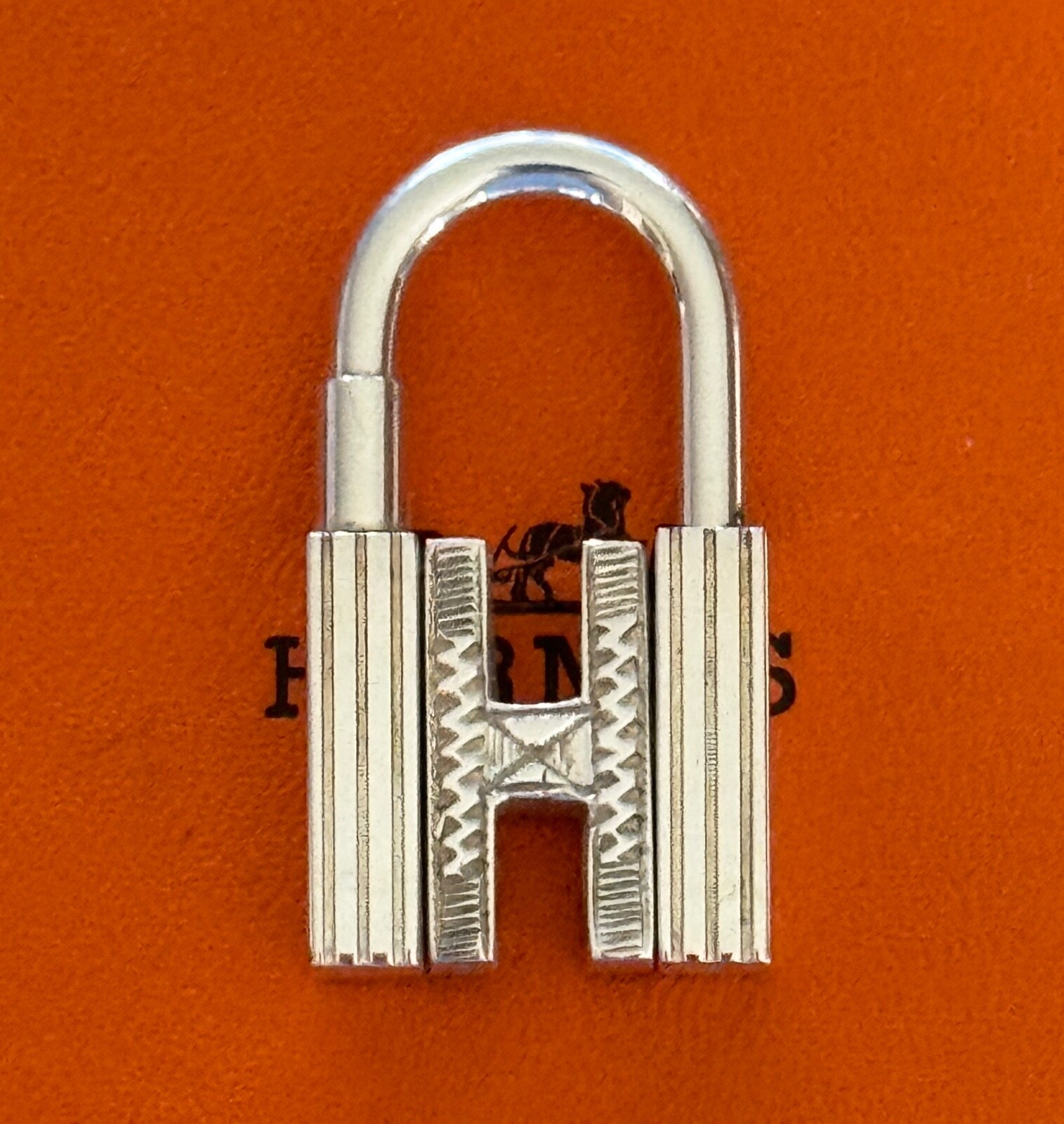 Hermes Touareg Padlock Keyring or Pendant in 925 Sterling Silver