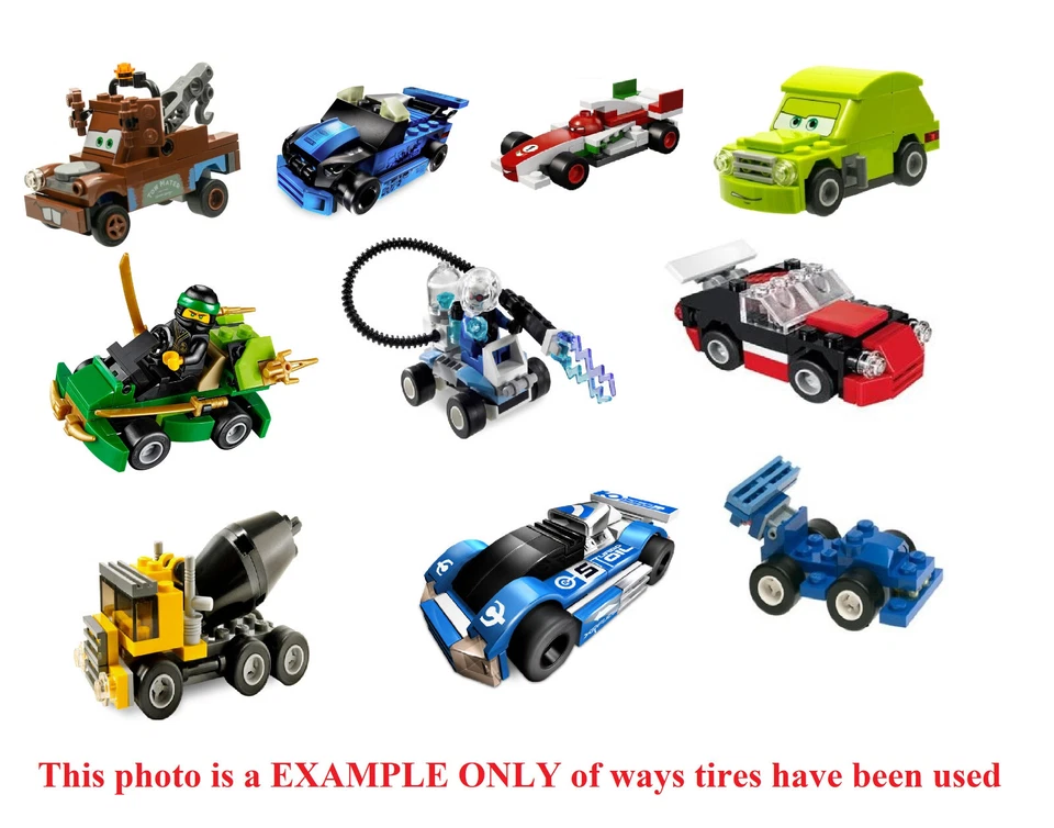 ☀️ NEW LEGO 14mm D. x 9mm Smooth Small Wide Slicks Tires Wheels 100x Black Axle - Image 2 of 2