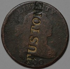 1800 Draped Bust Large Cent - Counterstamped - US 1c Copper Coin