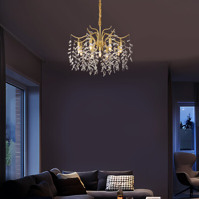 Gold Crystal Branch Shape Chandelier Modern Ceiling Fixture For Entryway, Foyer