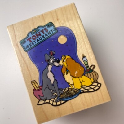 Lady and the Tramp~Disney~Rubber Stamp~Wood~2.25''X3''~All Night Media #970-H08