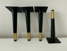 4x Black & Gold Chrome Furniture Feet / Legs For Wardrobe, Cabinet, Chair, Stool