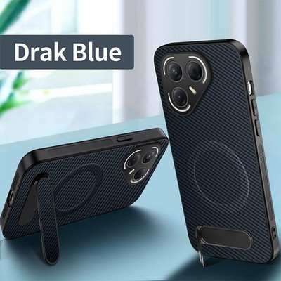 For Tecno Pova 7 Pro 5G, Luxury Carbon Fiber Pattern Phone Case KickStand Cover