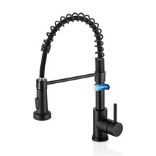 Black Kitchen Faucets with Pull Down Sprayer - High Arc Spring 304 Stainless ...