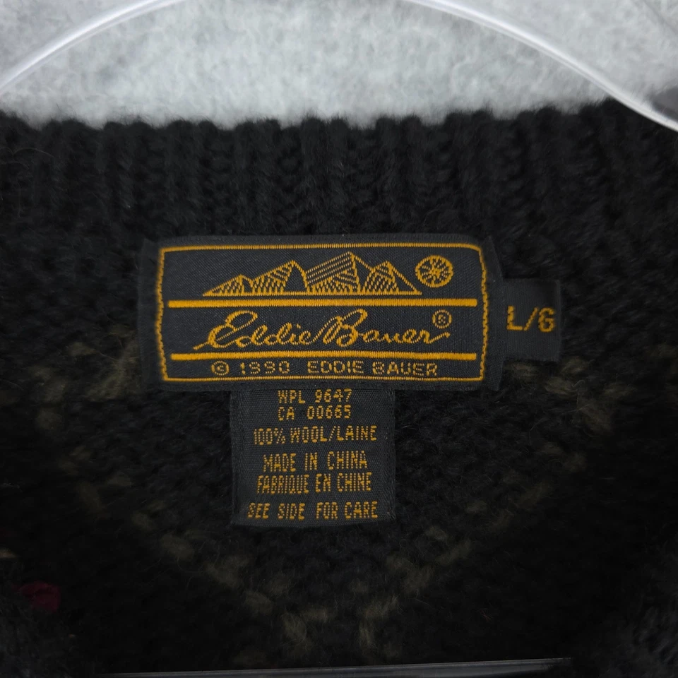 Vintage Eddie Bauer Sweater Mens Large Wool Equestrian Heritage Outdoor 90s Knit - Image 3 of 4