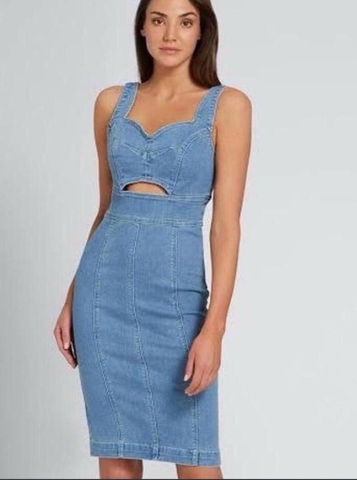 Seed Heritage Denim Dress size 8 Midi Below Knee Blue