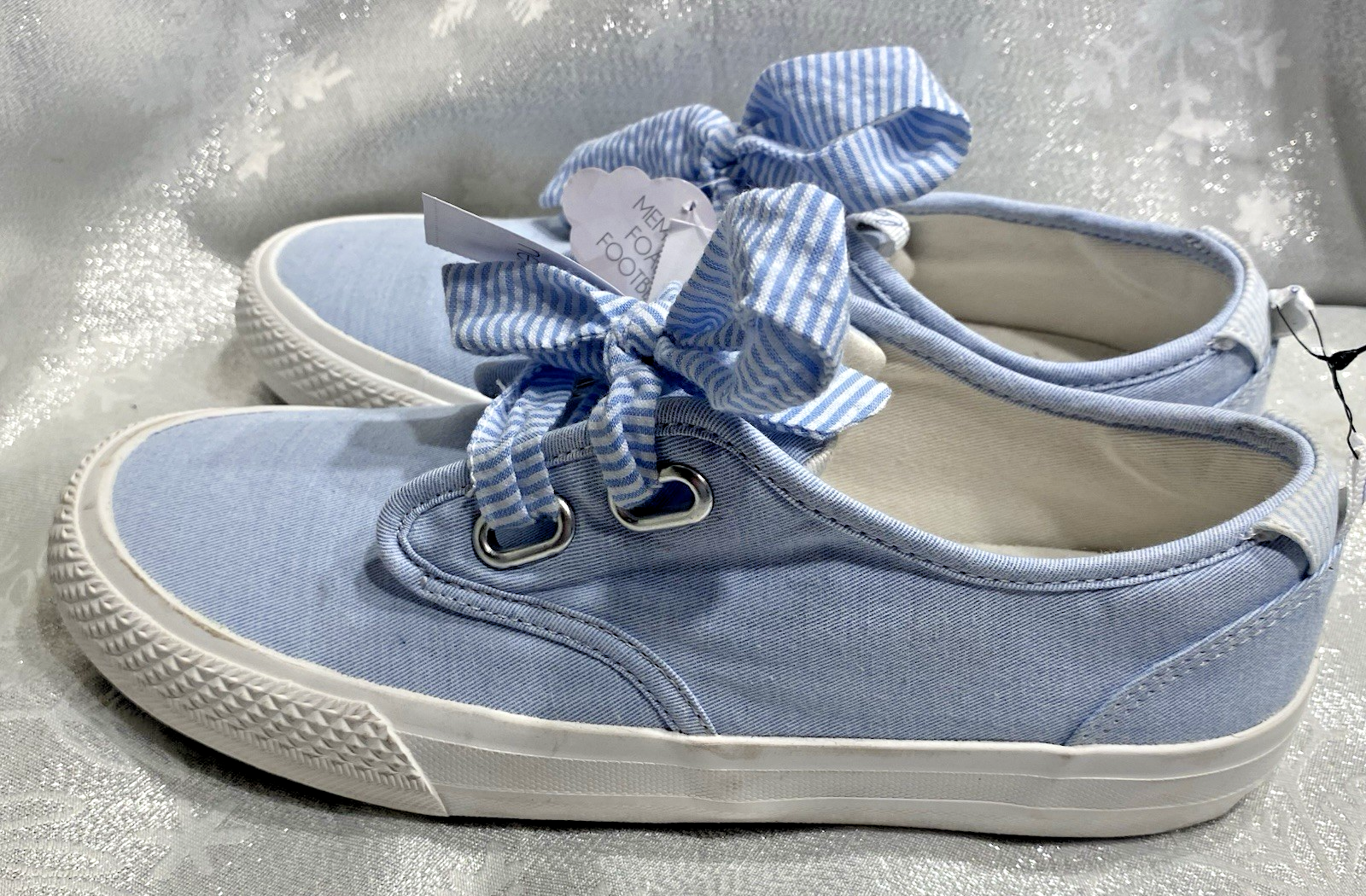 SAOLA NEXT Memory Foam suola grossa décolleté sneakers flatform UK4 EU37 blu pallido nuove con etichette