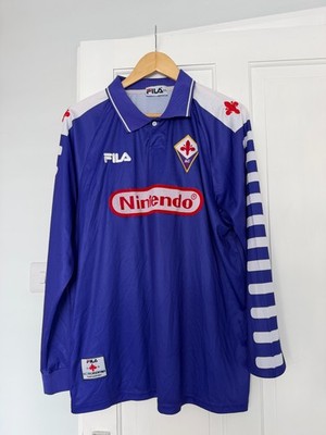 Fiorentina 1998/99 Home Long Sleeve Purple Nintendo Fila Retro Kit 2XL