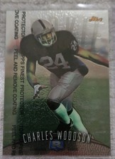 1998 Topps Finest Charles Woodson Rookie Card #142 NFL (RC) w/Peel H.O.F. MINT