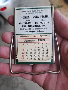 Vintage Rice Oldsmobile Inc. Fort Wayne In. Pocket Mirror With Calendar 1969.