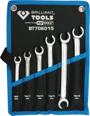 Brilliant Tools Jeu de clés à tuyauter, 6 pcs, 8 - 19 mm