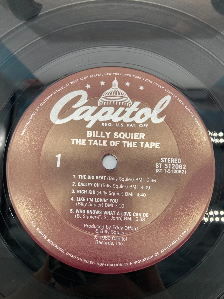 Billy Squier The Tale Of The Tape Vintage Vinyl LP 1980 Capitol Record ST-512062 - Image 2 of 4
