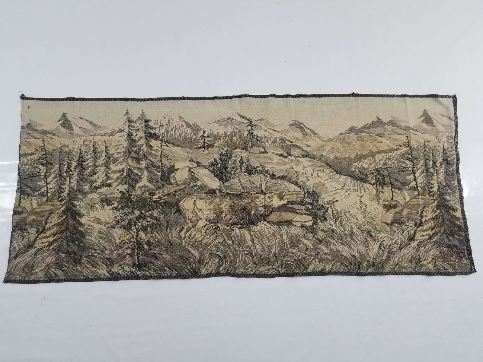 Vintage French Swamp Deer Scene Wall Hanging Tapestry 165x68cm