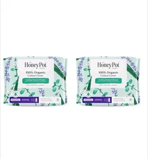 2 Pack The Honey Pot Company Herbal Sanitary Pads Heavy Flow Overnight 16 Ct Ea