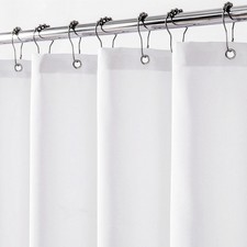 White Short Waterproof Fabric Shower Curtain Liner 3 Magnets 72x60 Inch
