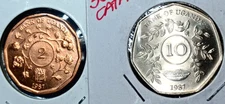 1987 Uganda 2 & 10 Shillings - Both Brilliant Uncirculated BU Prooflike