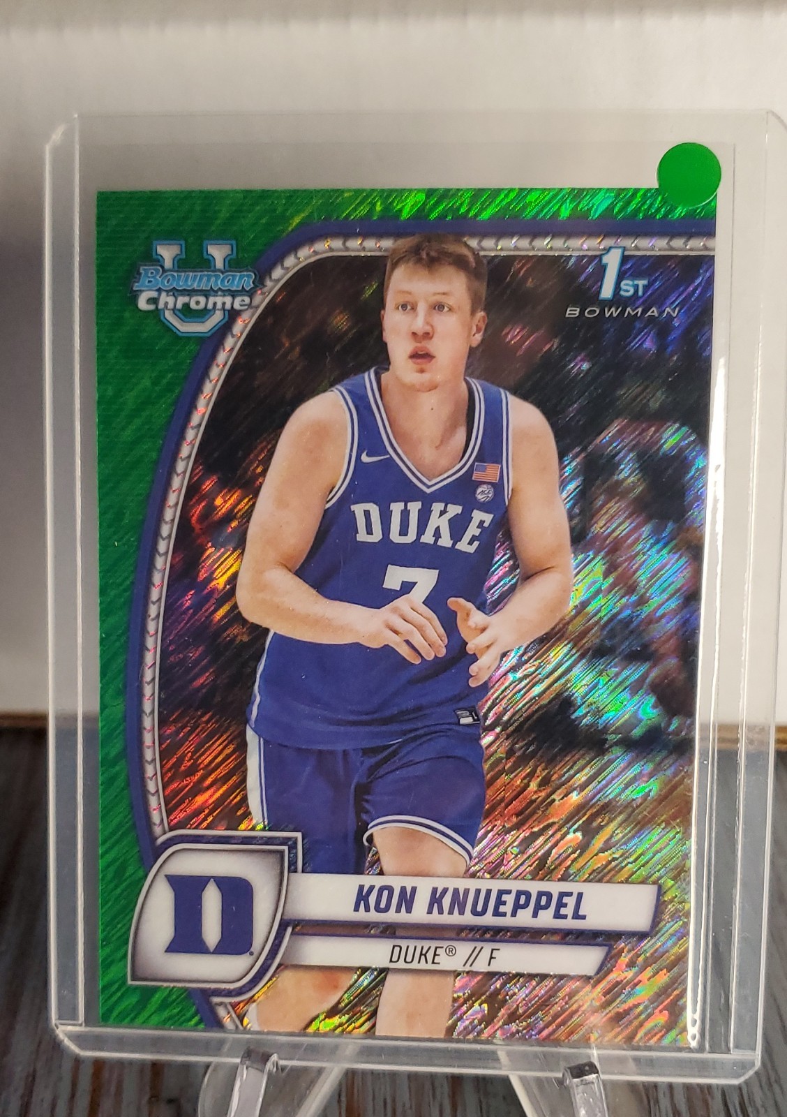 2024-25 Bowman University Chrome - Kon Knueppel #48 Green Shimmer Refractor (RC)