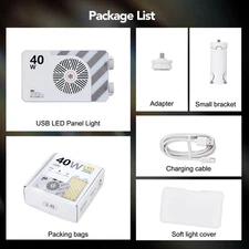 40W LED Camera Light CRI/TLCI 96+ 2700-6200K Bi-Color 6400mAh Photo Studio Video