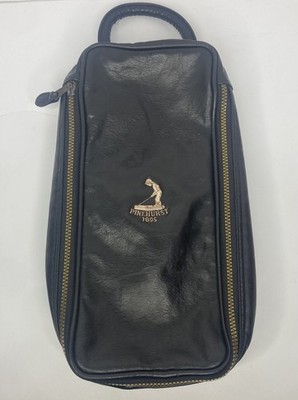 PINEHURST GOLF RESORT Black Leather Embroidered Golf Shoe Bag