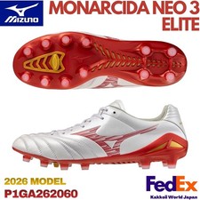MIZUNO Soccer Cleats MONARCIDA NEO III WIDE ELITE P1GA262160 White/Ruby Red NEW