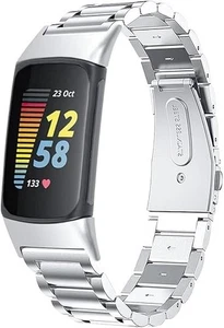 Bandes compatibles avec la charge Fitbit 6/Charge 5 Suivi d'activité Solide Inox