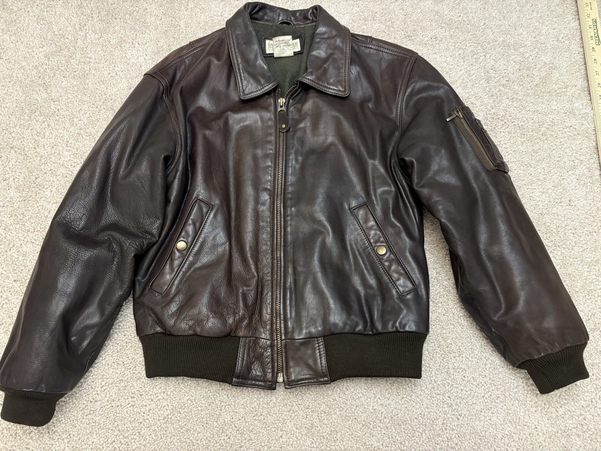 VTG 90s Banana Republic Leather Wool Lined Brown Jacket Full Zip