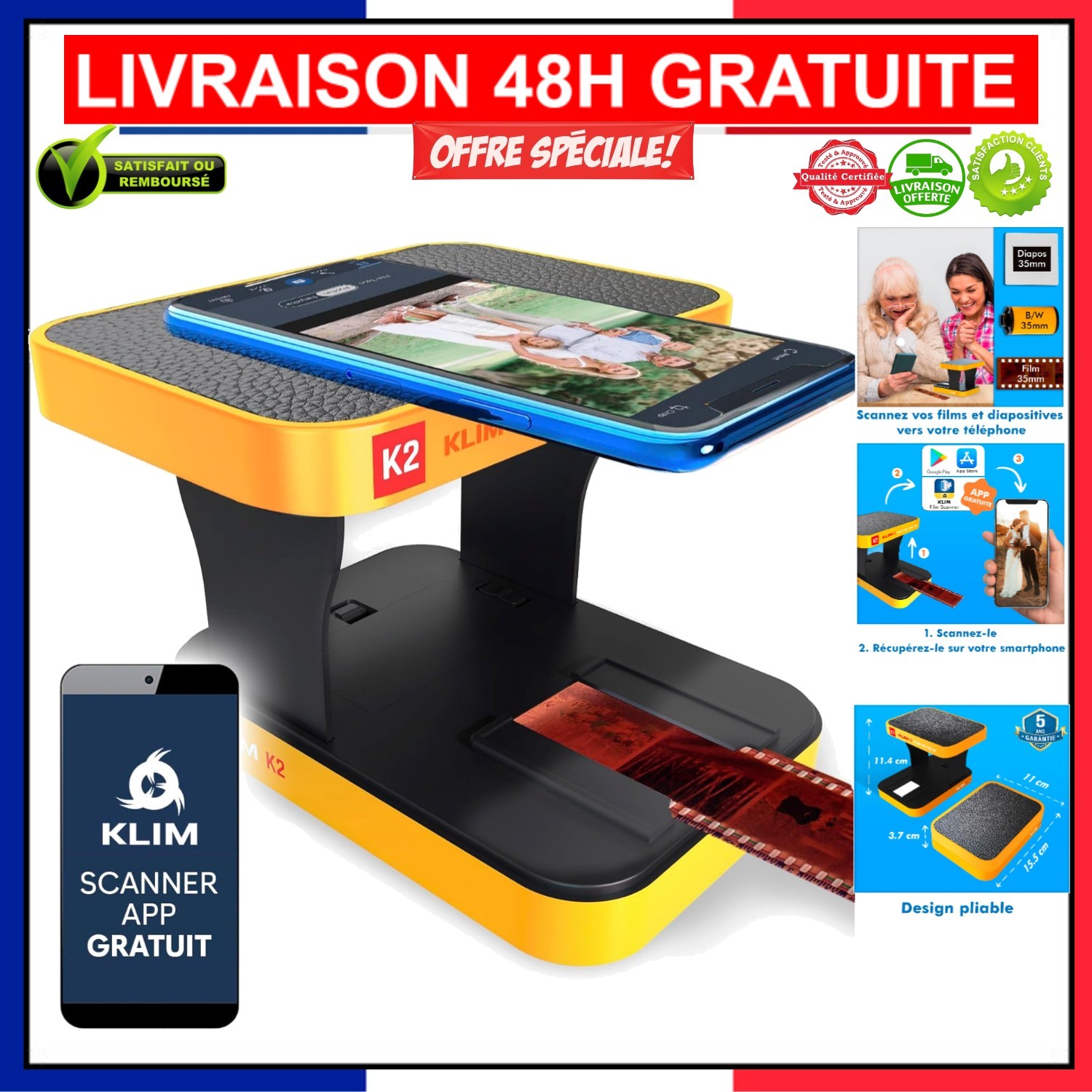 Scanner de diapositives KLIM K2 haute résolution pour vos soirées nostalgie en famille