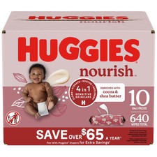 Huggies Nourish Care Scented Baby Wipes 640 Count